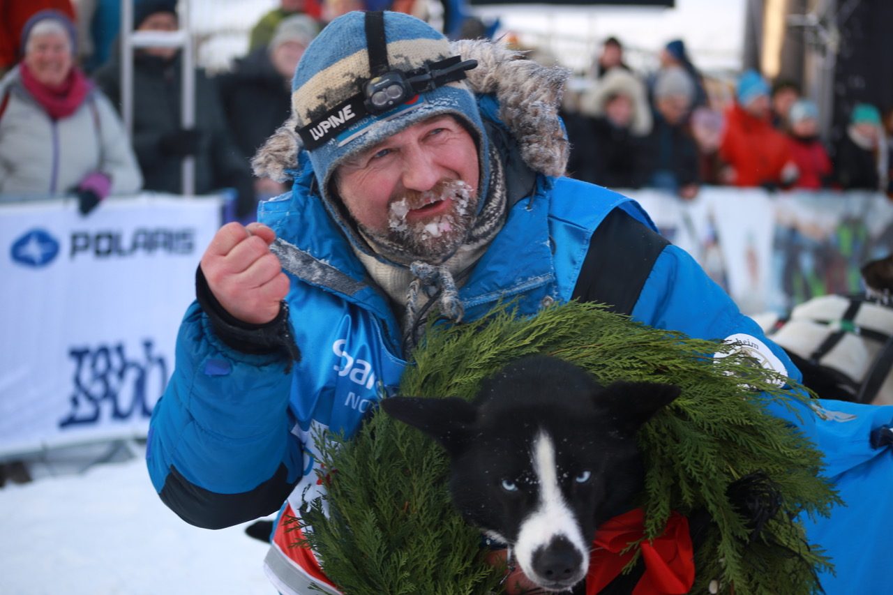 Harald Tunheim and his lead dog Polaris were happy to win! (Photo: Ann Christin Pettersen)